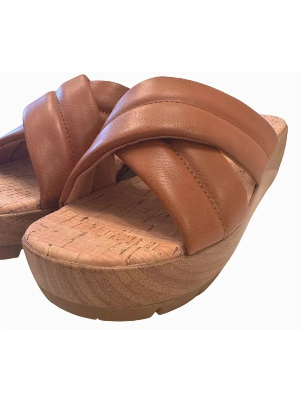 Kork’s Faithe Crossover Size 9 TAN Wedge Cork Sandal NWB Kork Ease